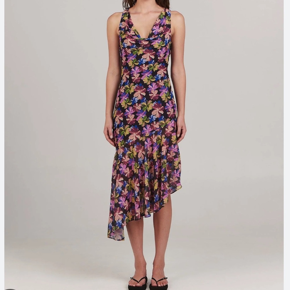 Charlie Holiday NWT 4 Dominique Mystic Floral Dress Multi Floral on Black Small
